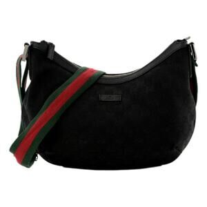 Gucci GG Monogram Half Moon Hobo Shoulder Crossbody Bag Black Canvas